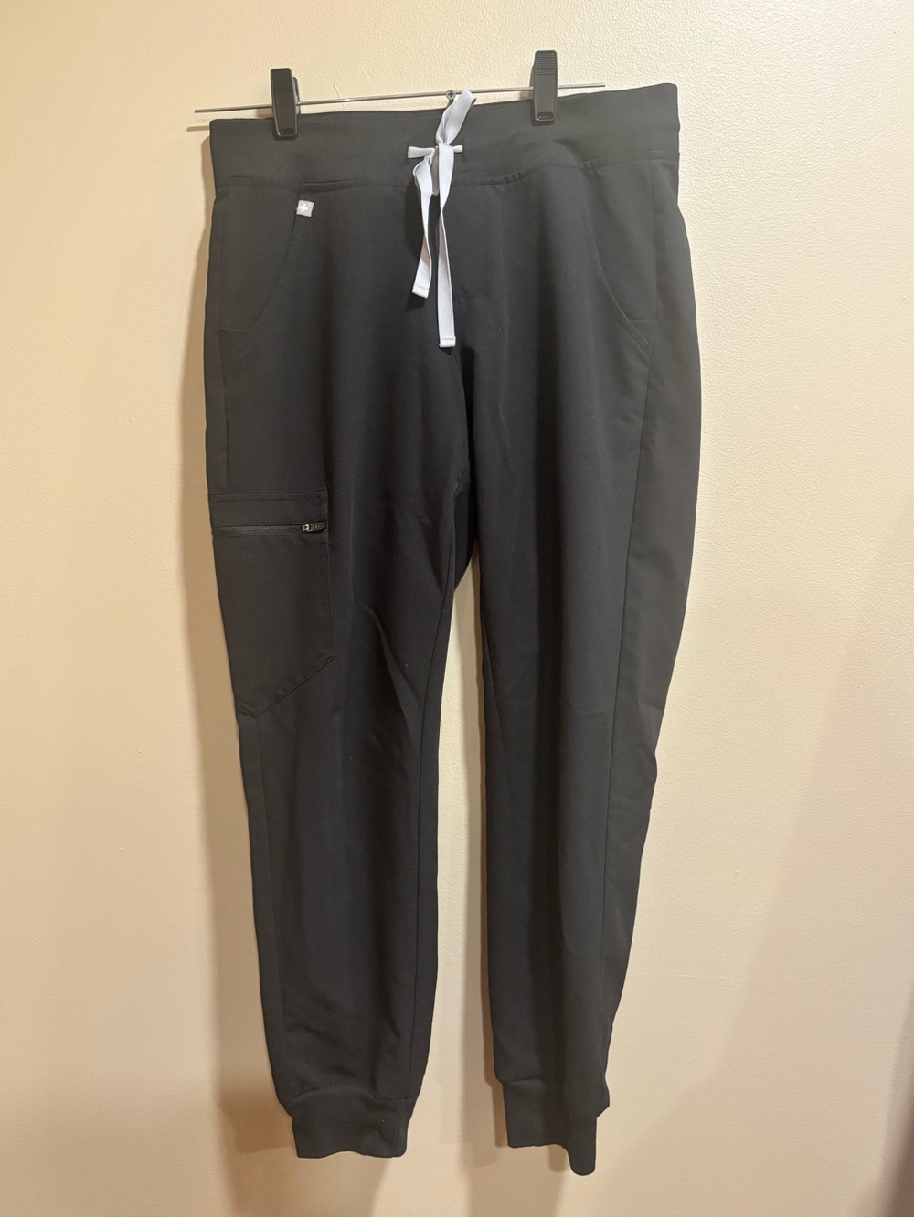 Figs Men's Black Jogger Pants with White Drawstring